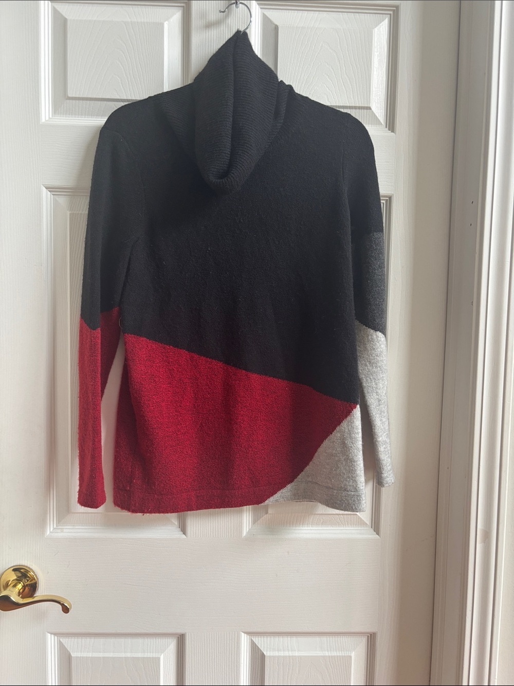 Tribal Women's Colorblock Cowl Sweater - Black, Red & Gray